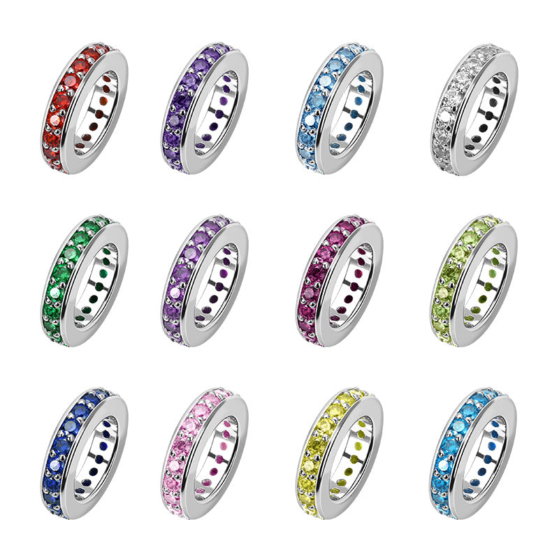 Personalized Stackable Rings Pendant Birthstone Necklace Sterling Silver