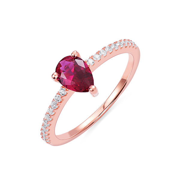 Water Drop Birthstone Ring in Rose Gold Full Birthstone