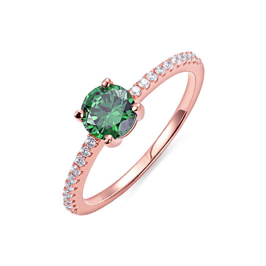 Round Birthstone Ring in Rose Gold Full Birthstone