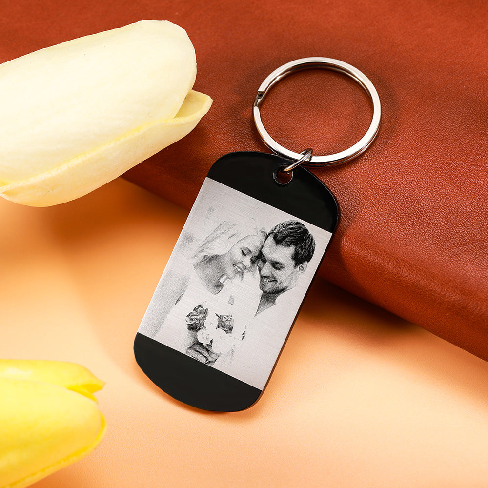 Personalized Stainless Steel Photo & Calendar Dog Tag KeyChain