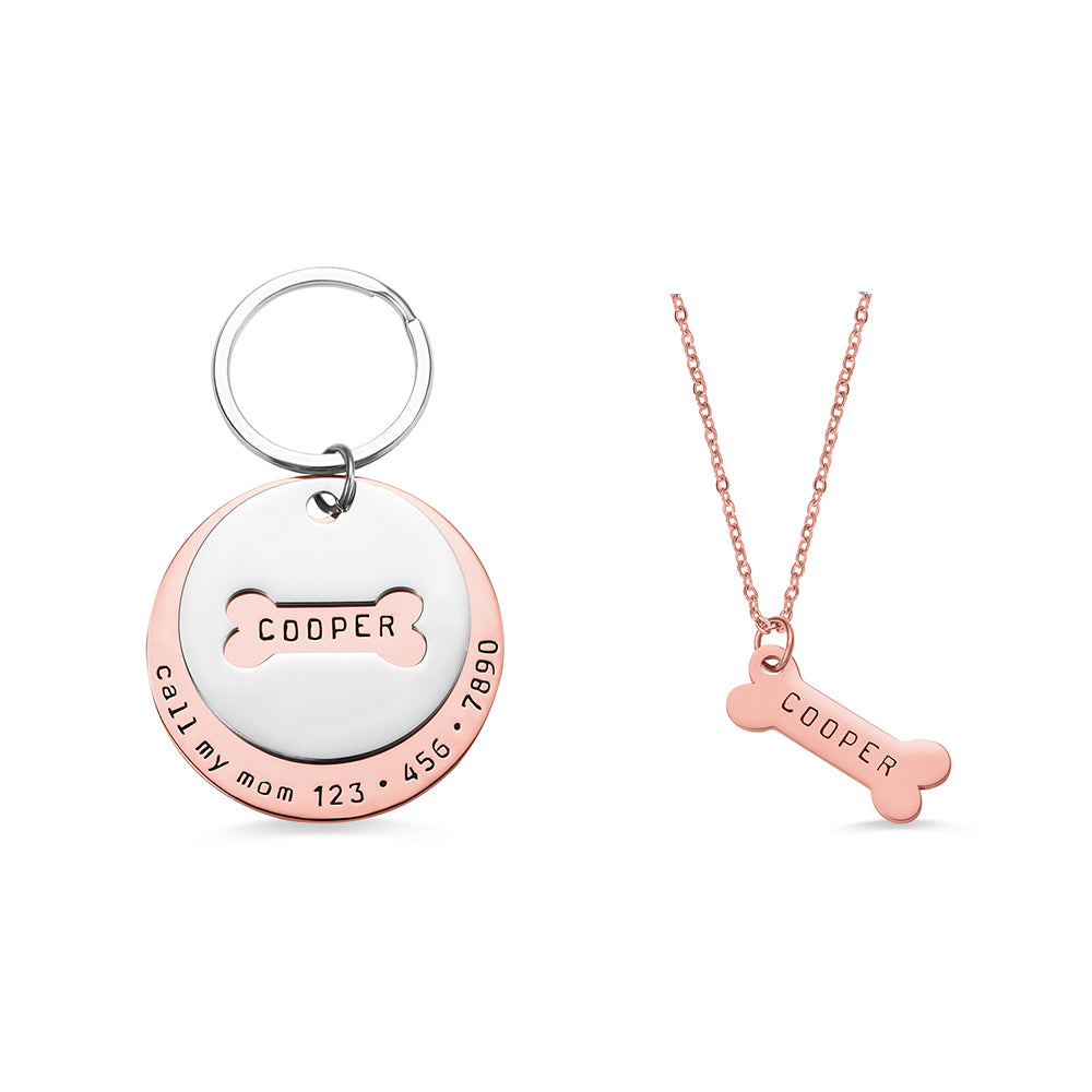 Personalized Collar Tag & Bone Necklace