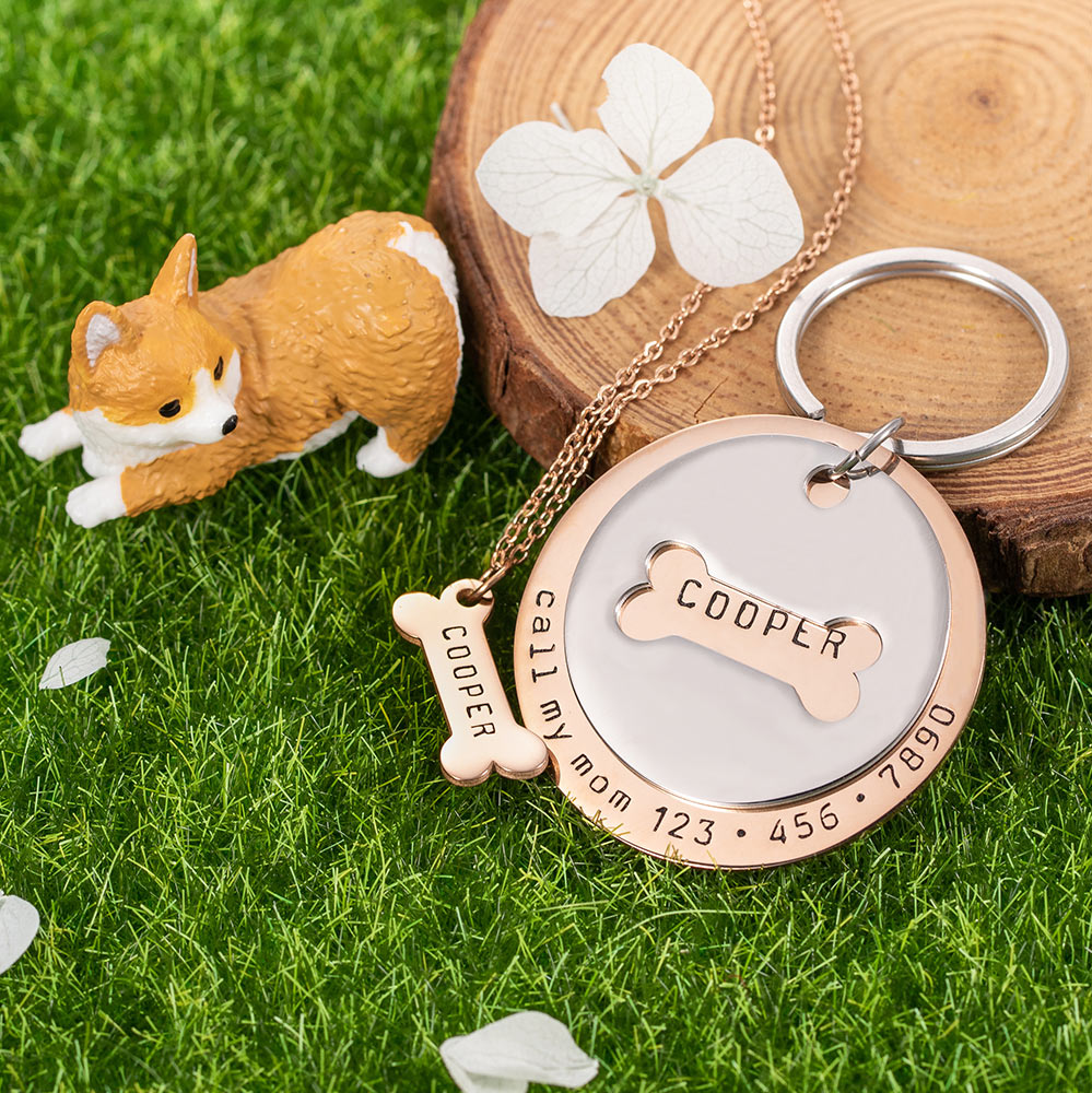 Personalized Collar Tag & Bone Necklace