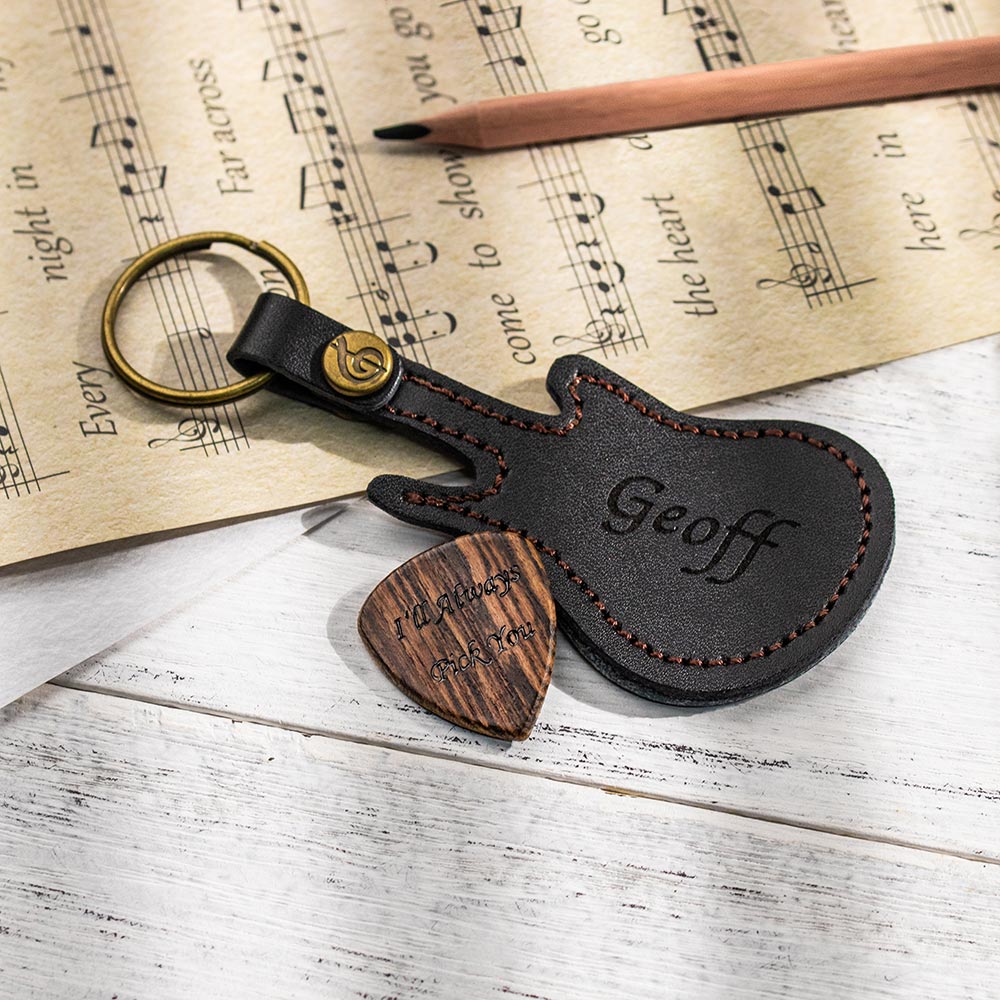 Customized Wood Guitar Pick with Guitar Shaped Case