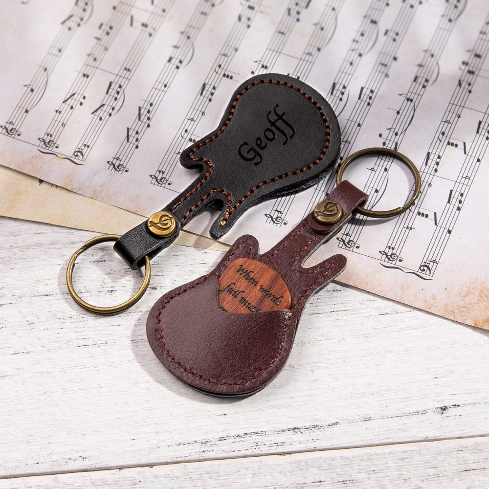 Customized Wood Guitar Pick with Guitar Shaped Case