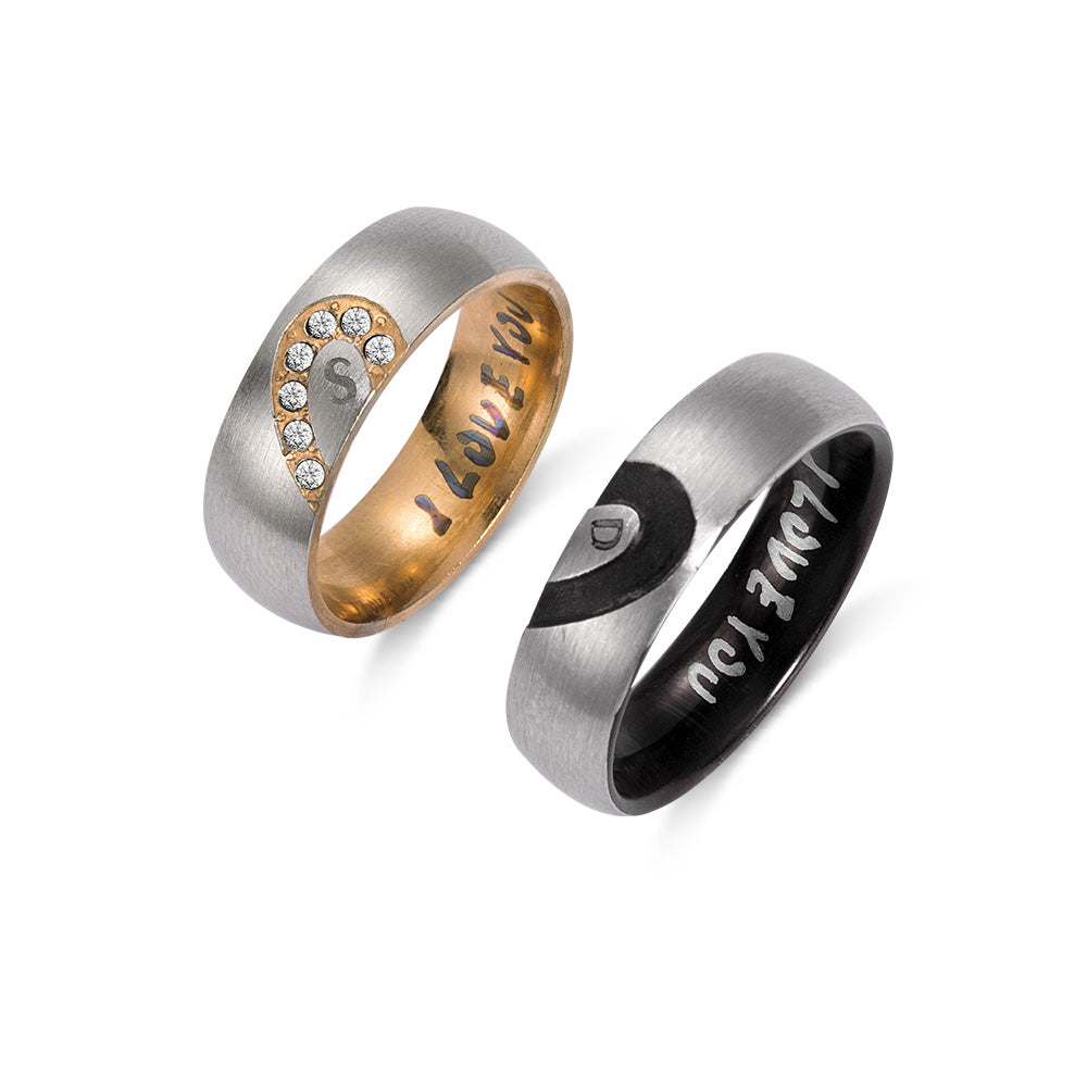 Personalized Heart Couple Rings