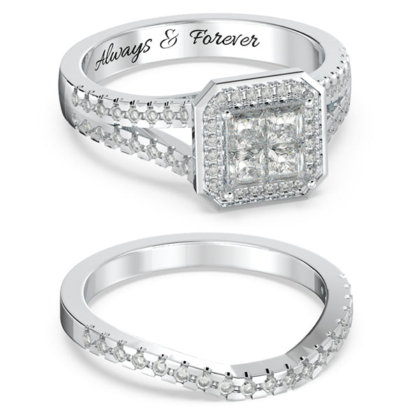 Halo Princess Cut Bridal Set