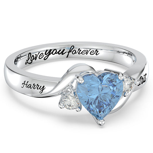 Personalized Heart Stone Promise Ring