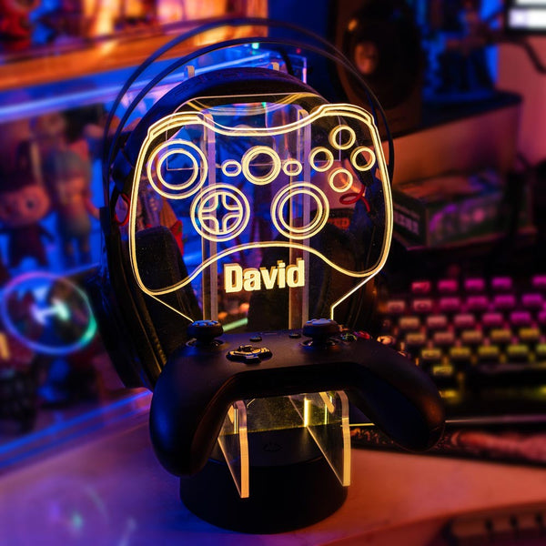 Customized XBox PS5 / PS4 / Xbox Series X S / Xbox One / Nintendo Switch Controller and Headset Gaming Station Neon Light Base