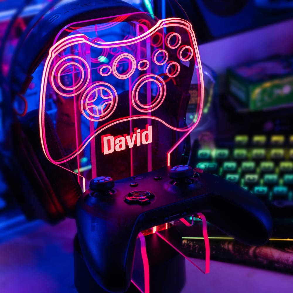 Customized XBox PS5 / PS4 / Xbox Series X S / Xbox One / Nintendo Switch Controller and Headset Gaming Station Neon Light Base