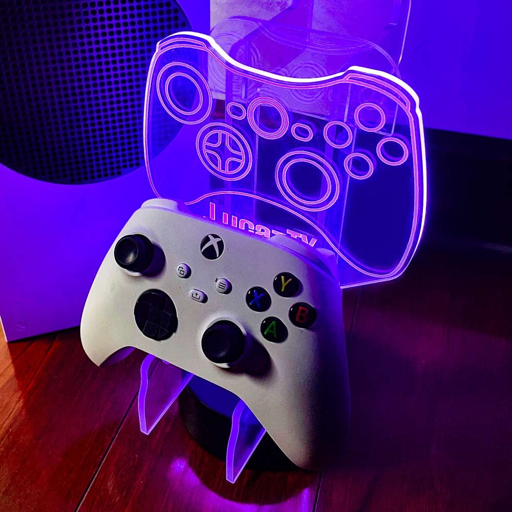 Customized XBox PS5 / PS4 / Xbox Series X S / Xbox One / Nintendo Switch Controller and Headset Gaming Station Neon Light Base