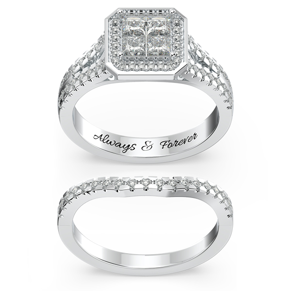 Halo Princess Cut Bridal Set