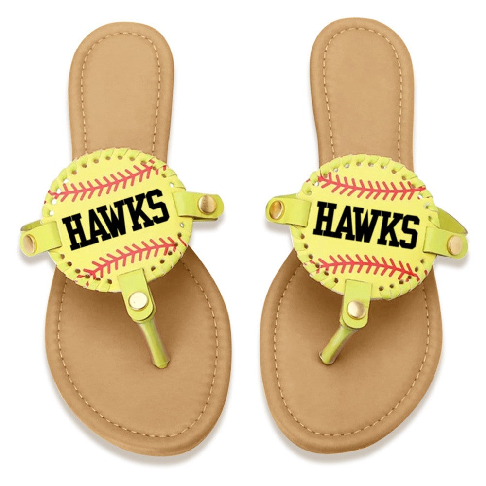 Personalized Baseball/Softball/Football Flip Flops, Softball Sandals with Name/Number, Gift for Baseball/Softball/Football Player or Baseball Mom