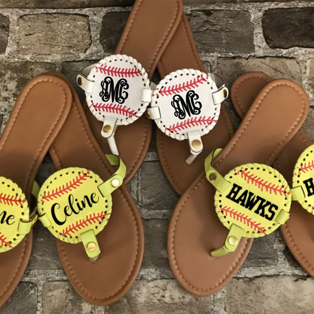 Personalized Baseball/Softball/Football Flip Flops, Softball Sandals with Name/Number, Gift for Baseball/Softball/Football Player or Baseball Mom