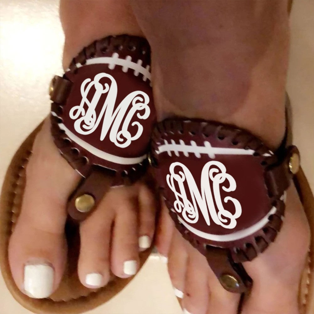 Personalized Baseball/Softball/Football Flip Flops, Softball Sandals with Name/Number, Gift for Baseball/Softball/Football Player or Baseball Mom