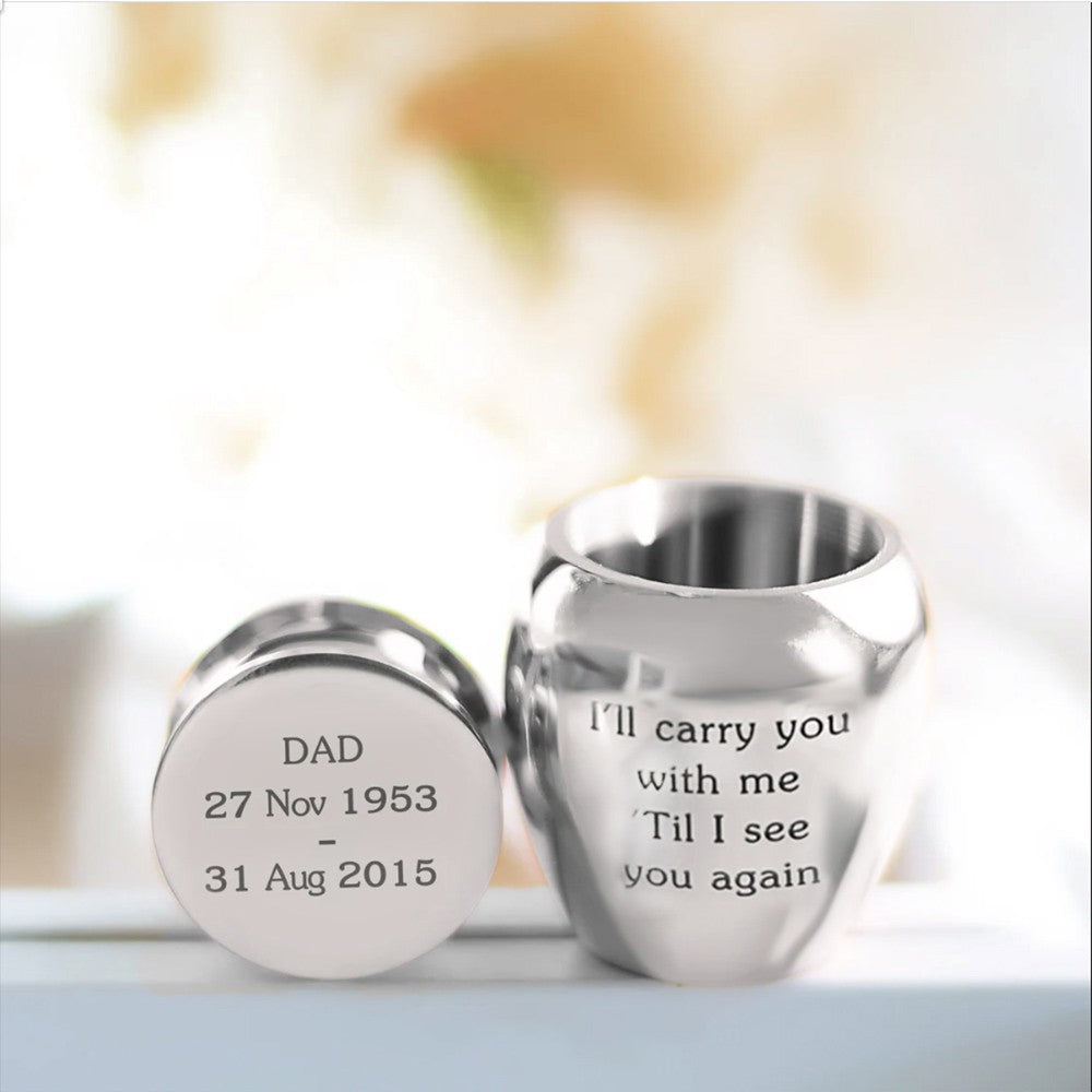 Custom Mini Urn for Human Ashes with Photo & Message, Personalized Photo Cremation Jewelry Keepsake, Memorial Gift