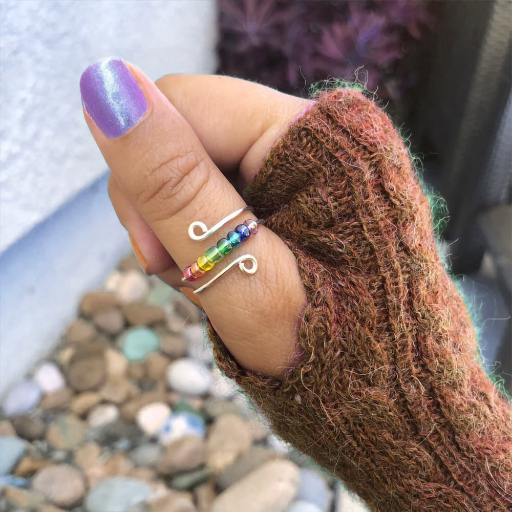 Rainbow Fidget Ring, Anxiety Rainbow Ring, Worry rings, Spinner Ring, Stress Ring, Meditation Ring, Gifts for Women