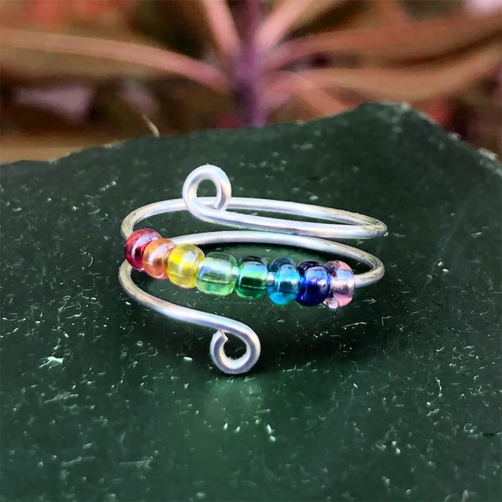 Rainbow Fidget Ring, Anxiety Rainbow Ring, Worry rings, Spinner Ring, Stress Ring, Meditation Ring, Gifts for Women