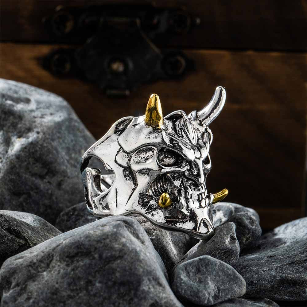 Hannya Ghost Ring, Oni Mask Ghost Ring, Demon Ring, Gothic Ring, Vintage Ring, Cool Rings for Men/Husband