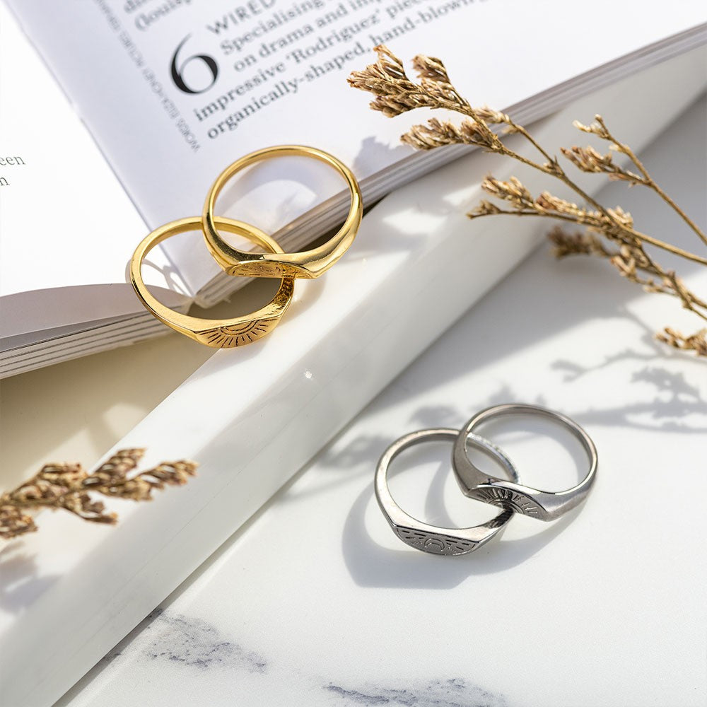 Sun and Moon Matching Rings, Couple/Best Friend Promise Rings Set, Love/Friendship Rings, Birthday/Valentine's Day/Christmas Gift for Couple/Friends