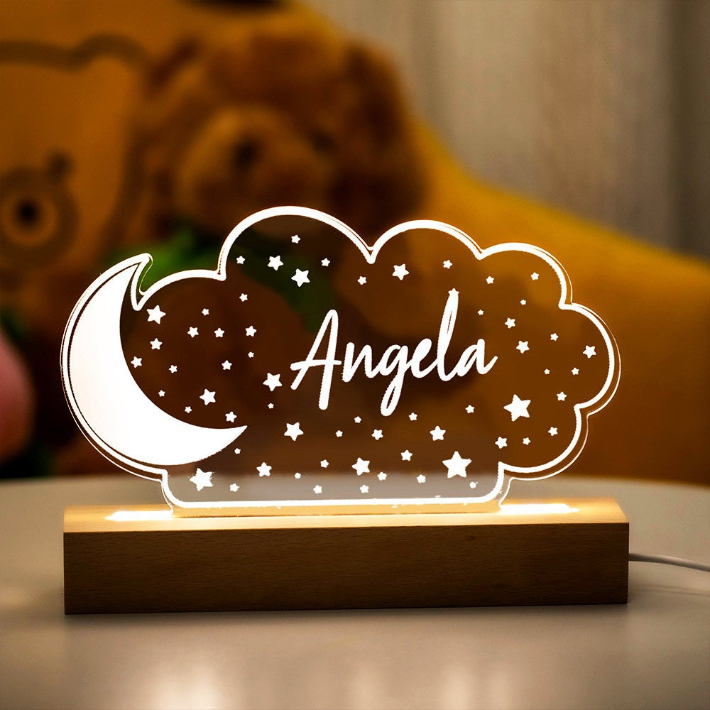 Personalized Moon and Stars Night Light, Name Night Light, Kids' Room Decoration, Nursery Decors, Newborn Gifts, Christmas Gifts for Kids/Babies