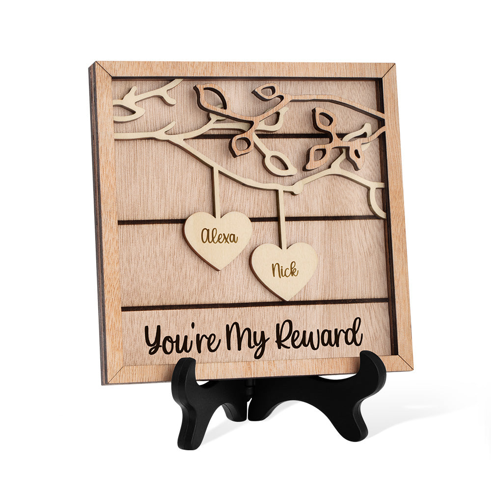 Custom Wood Signs with Stand, Couples Wood Name Sign, Wooden Plaque, Personalized Wedding/Anniversary Gift, Layered 3d Sign