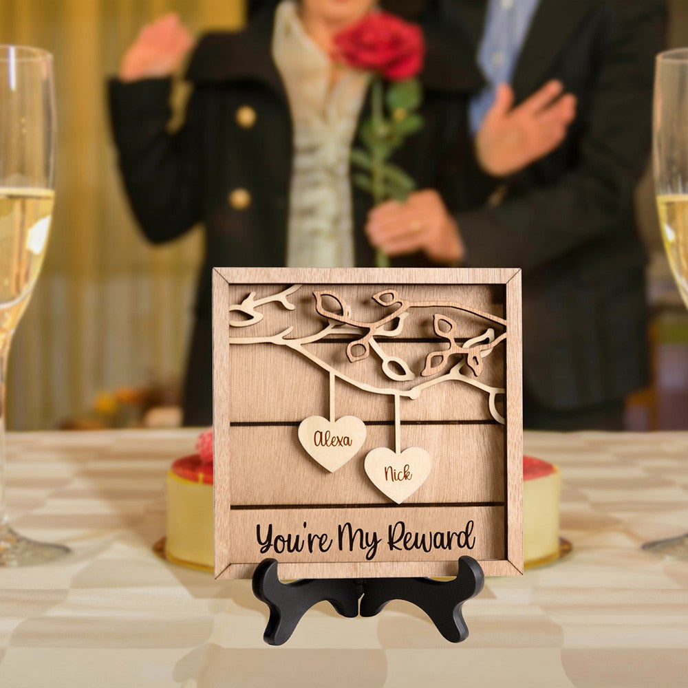 Custom Wood Signs with Stand, Couples Wood Name Sign, Wooden Plaque, Personalized Wedding/Anniversary Gift, Layered 3d Sign