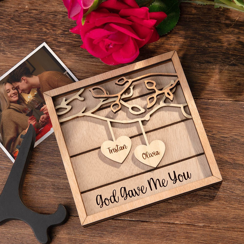 Custom Wood Signs with Stand, Couples Wood Name Sign, Wooden Plaque, Personalized Wedding/Anniversary Gift, Layered 3d Sign