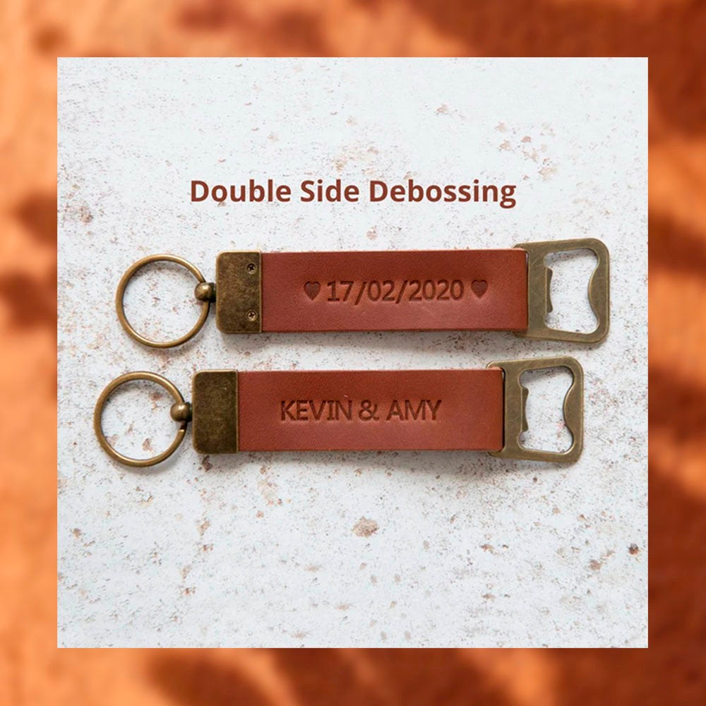 Personalized Leather Bottle Opener Keychain, Custom Engraved Keyring Beer Key Fob Gift, Birthday/Father's Day Gift for Husband/Father/Friends