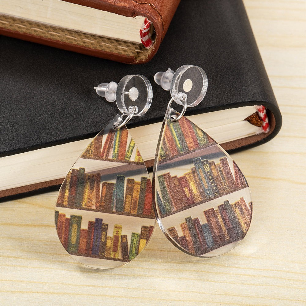 Book Nook Earrings, Librarian Book Lover Earrings, Modern Statement Earrings, Birthday/Graduation/Appreciation Gift for Lover/Best Friend/Teacher