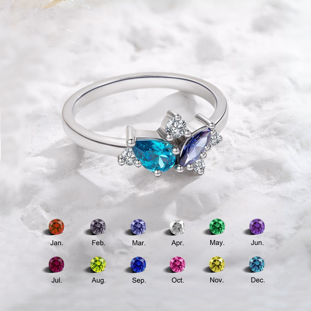 Marquise Birthstone Ring, Pear Birthstone Ring, Mother Ring, Personalized Jewelry, Mother's Day/Christmas Gift for Mom/Grandma/ Best Friend