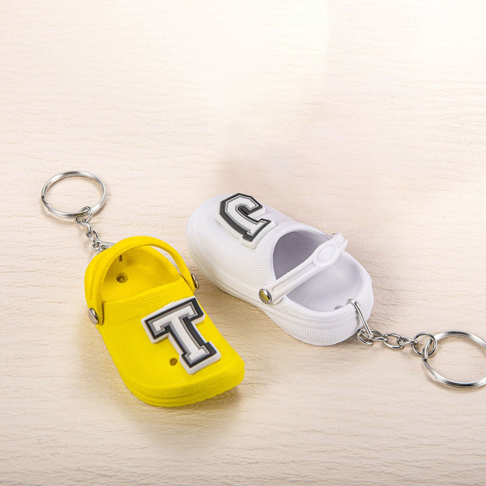 Custom Mini Croc Keychains, Rubber Slipper Keychains Cute Charms Little Shoes, Girls Boys Lovely Backpack Key Buckles for Birthdays Gift (Set of 2)