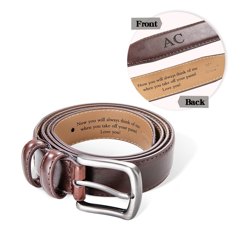 Custom Engraved Belts for Men, Personalized Leather Anniversary Gifts for Him, Groove Belt for Men, Gifts for Boyfriend/Grooms/Dad, Father's Day Gift