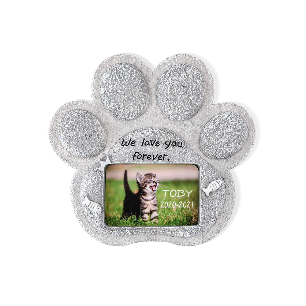 Photo Custom Paw Print Pet Memorial Stone, Resin Simulation Memorial Stone, Heart Memorial Stone, Pet Tombstone for Cat/Dog, Pet Headstone, Pet Grave Marker