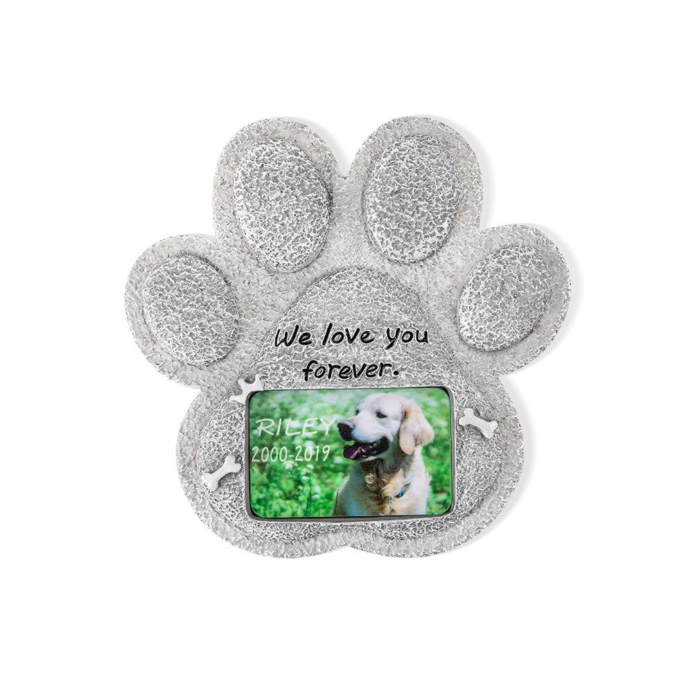 Photo Custom Paw Print Pet Memorial Stone, Resin Simulation Memorial Stone, Heart Memorial Stone, Pet Tombstone for Cat/Dog, Pet Headstone, Pet Grave Marker