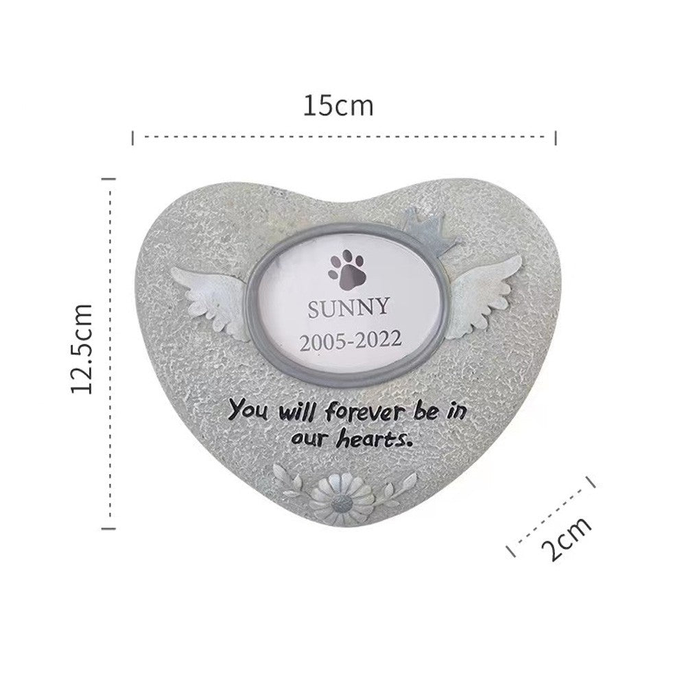 Text Custom Paw Print Pet Memorial Stone, Resin Simulation Memorial Text   Stone, Heart Memorial Stone, Pet Tombstone for Cat/Dog, Pet Headstone, Pet Grave Marker