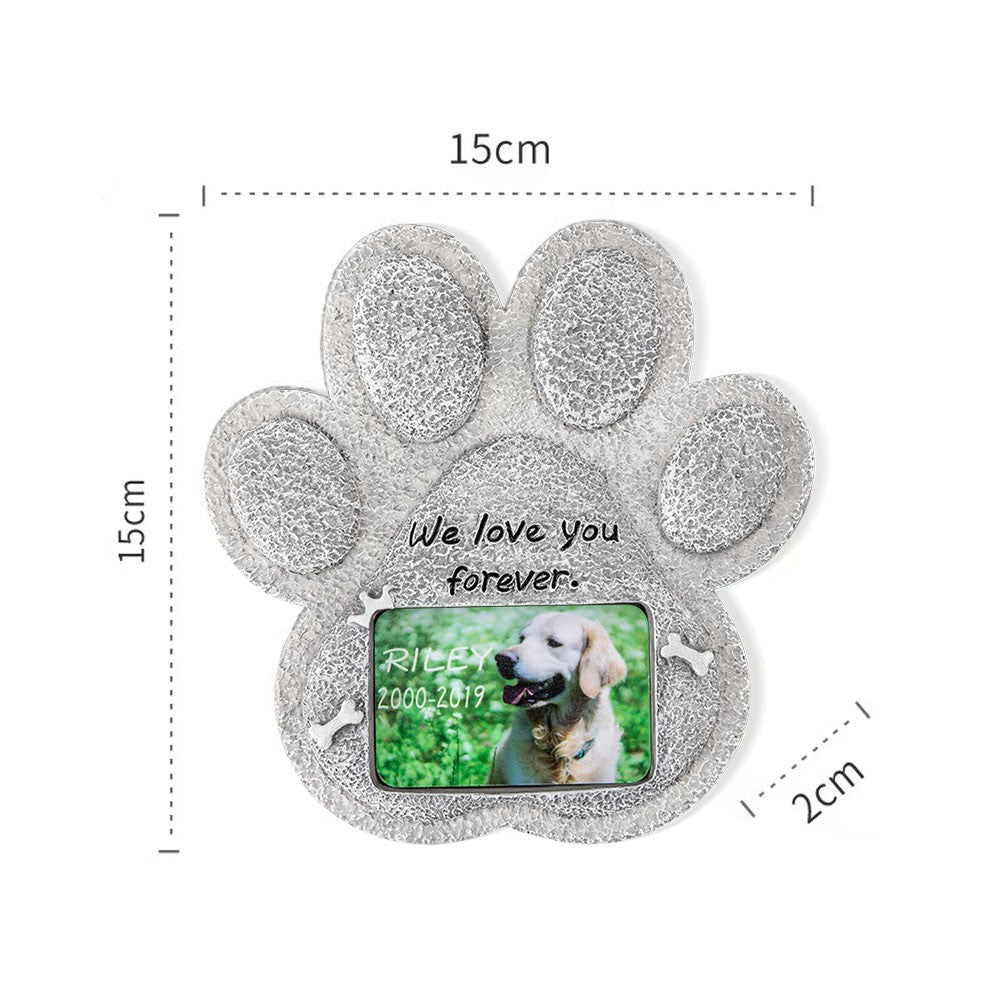 Text Custom Paw Print Pet Memorial Stone, Resin Simulation Memorial Text   Stone, Heart Memorial Stone, Pet Tombstone for Cat/Dog, Pet Headstone, Pet Grave Marker