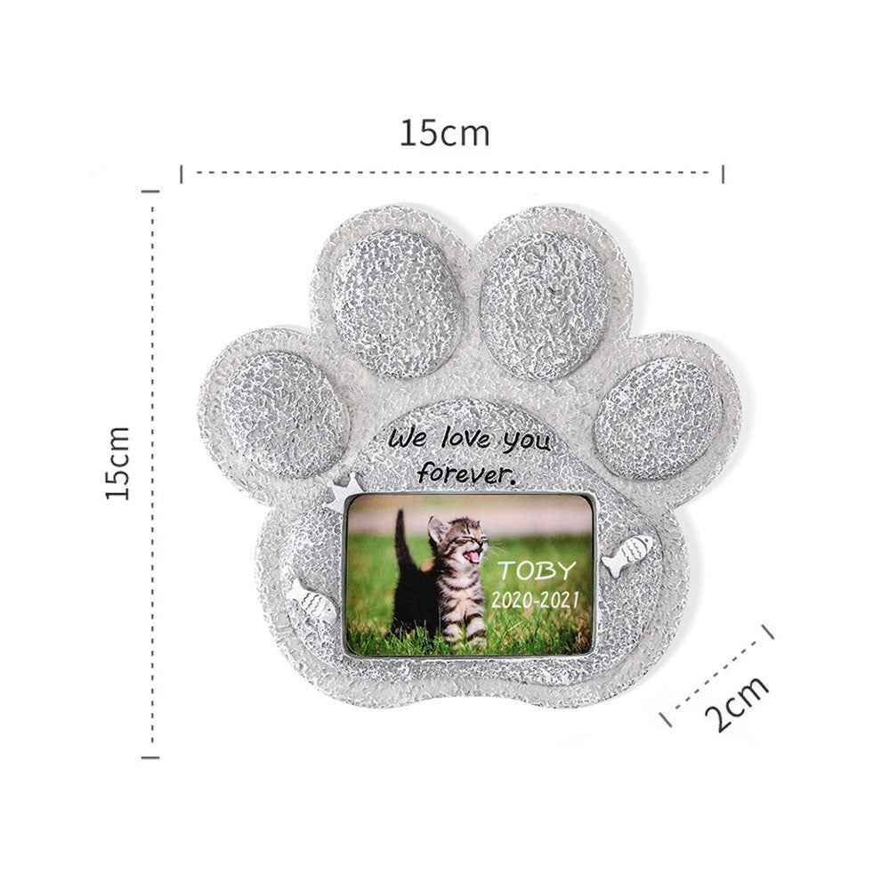 Photo Custom Paw Print Pet Memorial Stone, Resin Simulation Memorial Stone, Heart Memorial Stone, Pet Tombstone for Cat/Dog, Pet Headstone, Pet Grave Marker