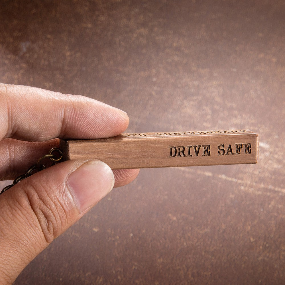 Personalized Wooden Bar Keychain, Engraved Keyring for Men, Car key Accessory, Father's Day Gift, Gift for Father/Grandpa/Husband