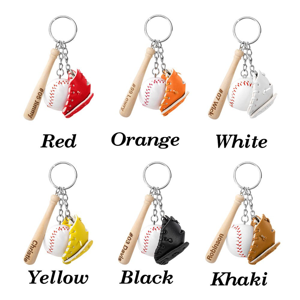 Personalized Mini Baseball Keychain, Engraved Name Bat Keyring, Team Gift, Sports Jewelry, Father's Day Gift, Gift for Baseball Lovers/Coach/Dad/Him