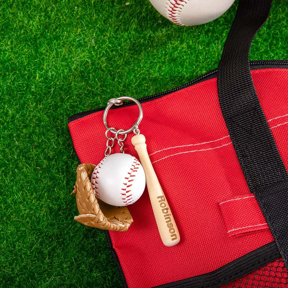 Personalized Mini Baseball Keychain, Engraved Name Bat Keyring, Team Gift, Sports Jewelry, Father's Day Gift, Gift for Baseball Lovers/Coach/Dad/Him