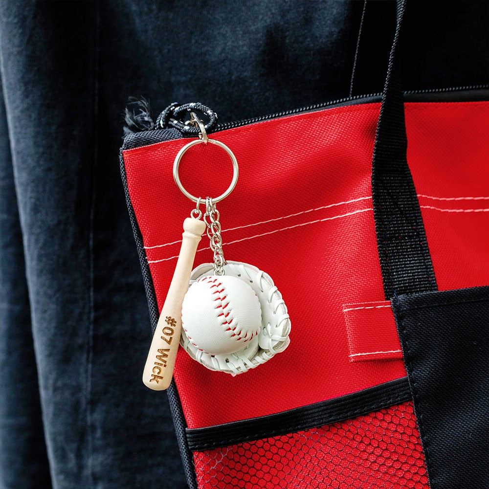 Personalized Mini Baseball Keychain, Engraved Name Bat Keyring, Team Gift, Sports Jewelry, Father's Day Gift, Gift for Baseball Lovers/Coach/Dad/Him