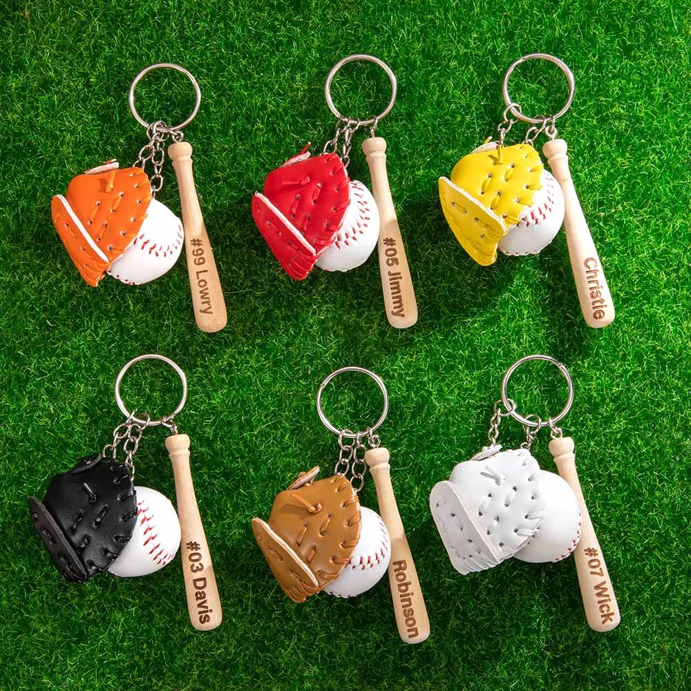 Personalized Mini Baseball Keychain, Engraved Name Bat Keyring, Team Gift, Sports Jewelry, Father's Day Gift, Gift for Baseball Lovers/Coach/Dad/Him