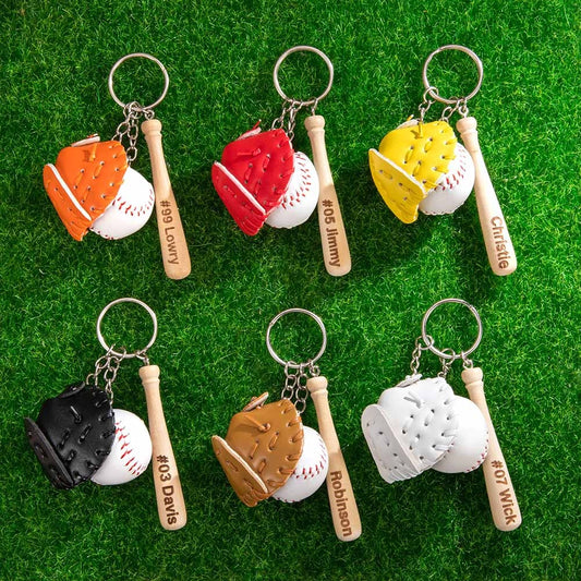 Personalized Mini Baseball Keychain, Engraved Name Bat Keyring, Team Gift, Sports Jewelry, Father's Day Gift, Gift for Baseball Lovers/Coach/Dad/Him