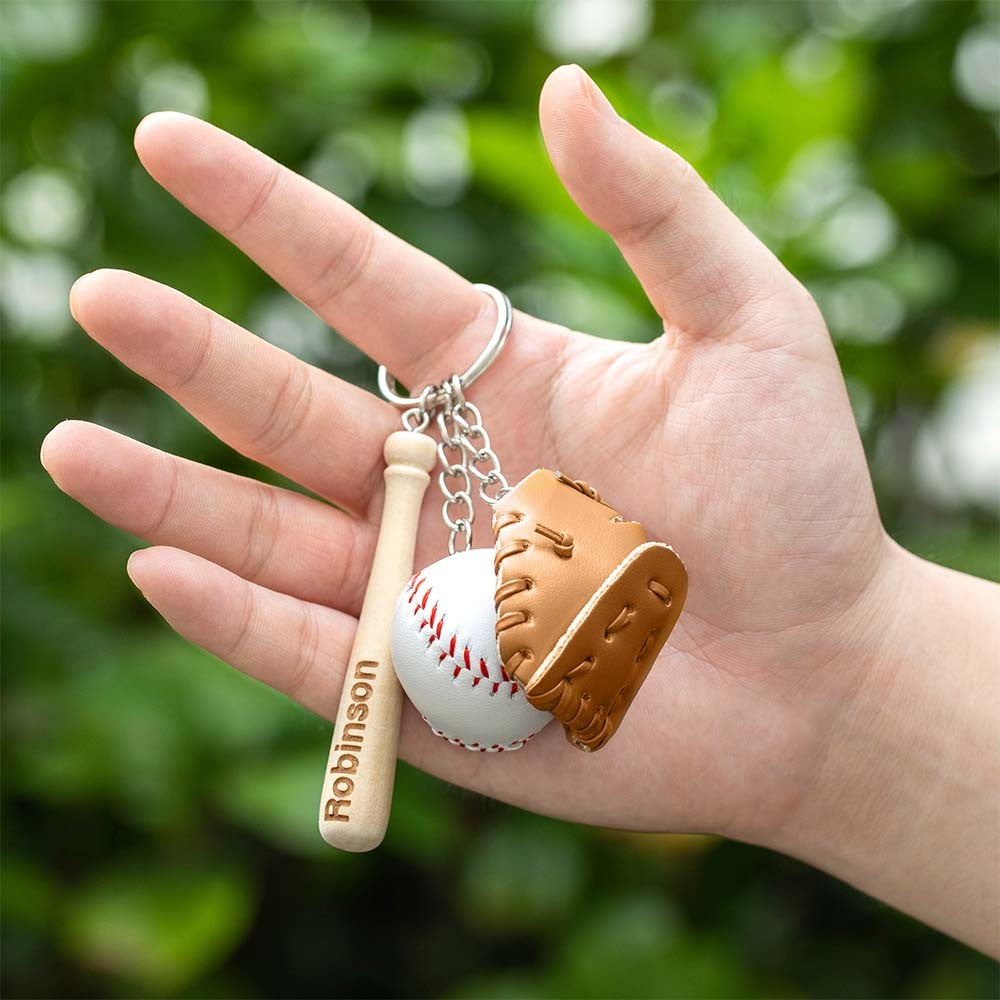 Personalized Mini Baseball Keychain, Engraved Name Bat Keyring, Team Gift, Sports Jewelry, Father's Day Gift, Gift for Baseball Lovers/Coach/Dad/Him