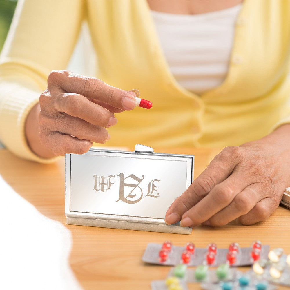 Personalized Monogram Pill Box, Lettered 7 Day Pill Box, Monogram Pill Organizer, Small Pill Case Holder, Gift for Family/Mother/Grandma/Grandfather