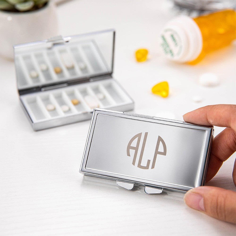 Personalized Monogram Pill Box, Lettered 7 Day Pill Box, Monogram Pill Organizer, Small Pill Case Holder, Gift for Family/Mother/Grandma/Grandfather