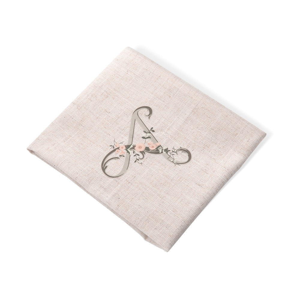 Custom Floral Letter Printed Linen Napkin, Personalized Printed Monogrammed Dinner Napkin, Mother's Day/Wedding/Cocktail Party Gift