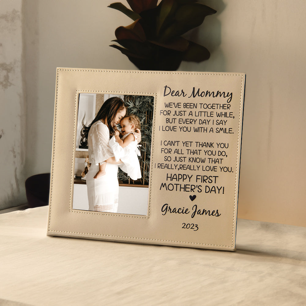 With picture/Personalized First Mother's Day Gift, Engraved Natural Wood Picture Frame,1st Mother's Day Gift from Baby, New Mom Gifts, Gift for Birthday/Christmas