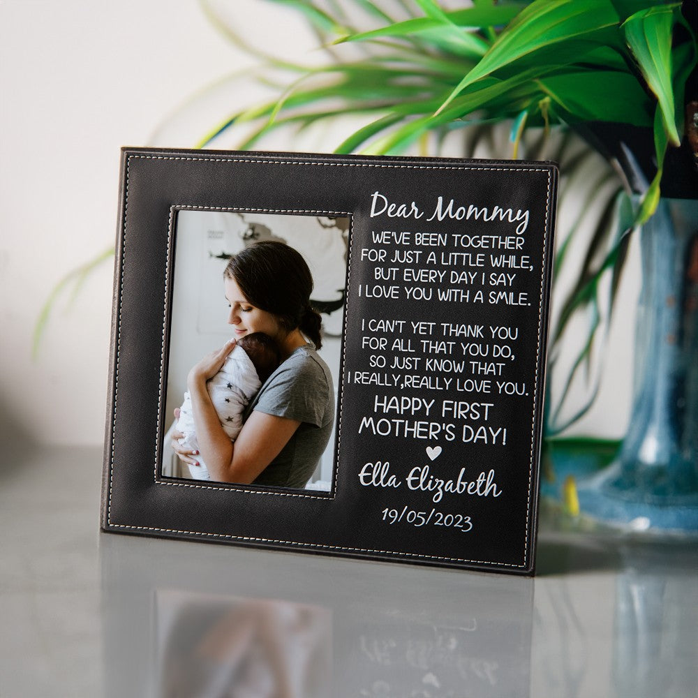 Personalized First Mother's Day Gift, Engraved Natural Wood Picture Frame,1st Mother's Day Gift from Baby, New Mom Gifts, Gift for Birthday/Christmas