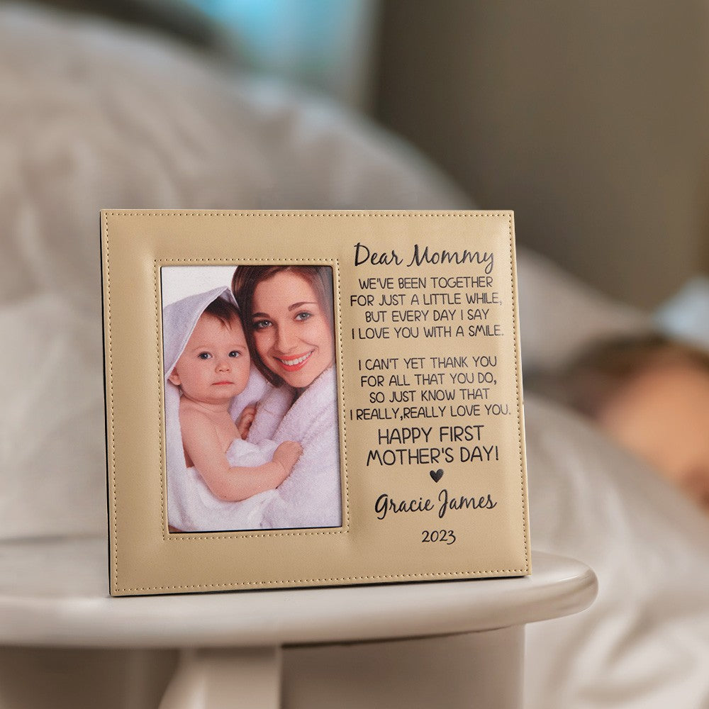 Personalized First Mother's Day Gift, Engraved Natural Wood Picture Frame,1st Mother's Day Gift from Baby, New Mom Gifts, Gift for Birthday/Christmas